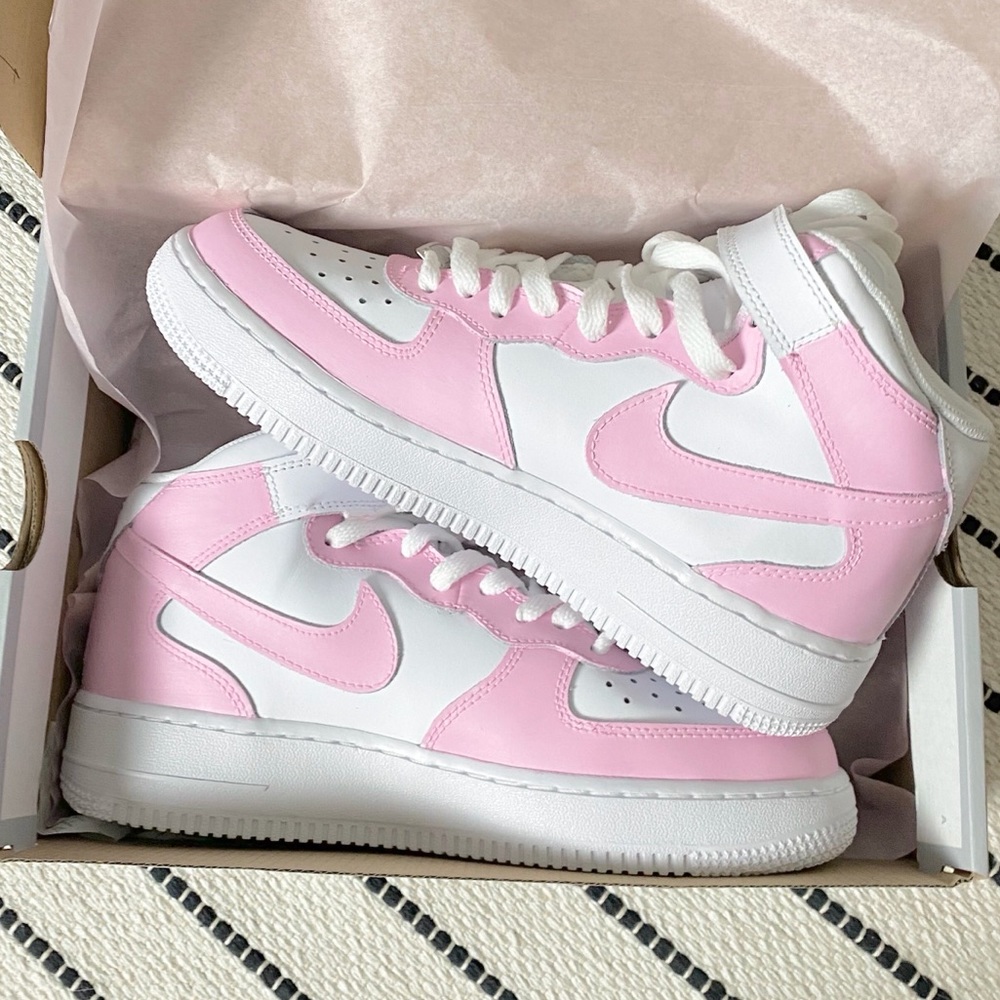 Nike pink Mids custom Air Force 1